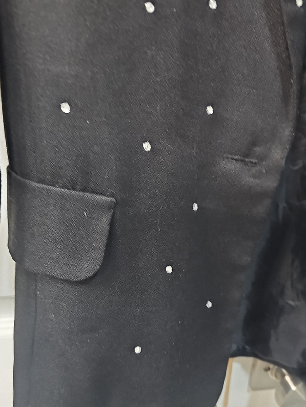 Vintage 90's Glam Leisure Rhinestone Black Blazer Size 8 Shimmer Jacket - Picture 7 of 14